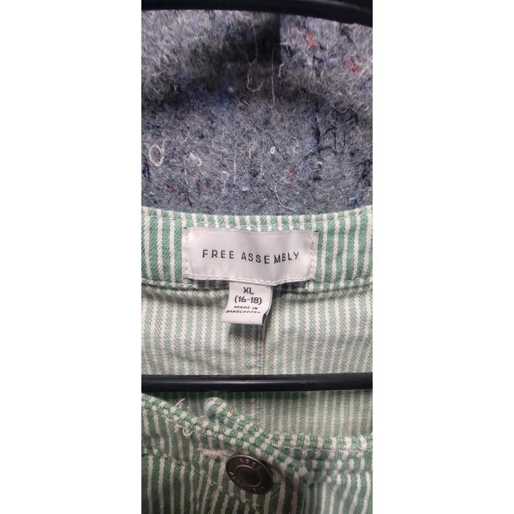 Free Assembly Women's/Unisex button Front Vest/Top Stripe Green/White XL NWT - Picture 4 of 8